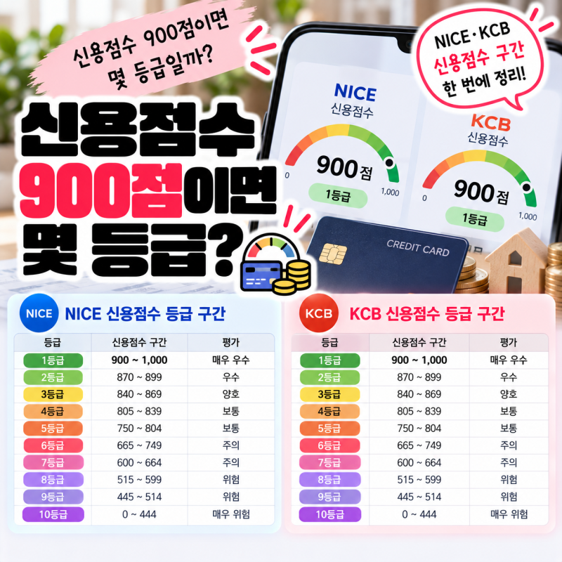 신용점수 900점이면 몇 등급? NICE·KCB 신용점수 구간 정리