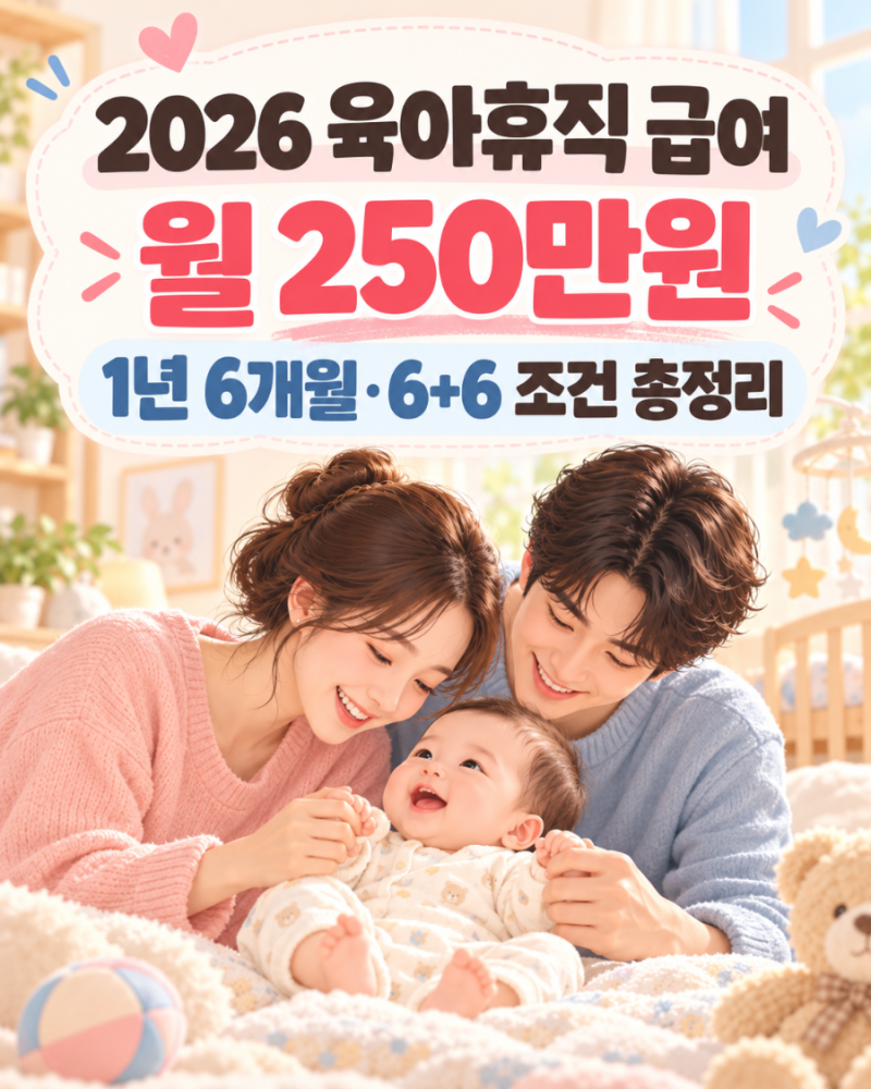 2026 육아휴직 급여 월 250만원, 1년 6개월·6+6 조건 총정리