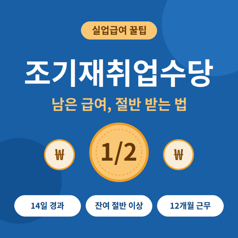 조기재취업수당 조건, 남은 실업급여 절반 받으려면 언제 신청할까?