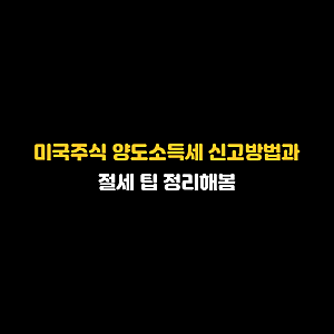 미국주식 양도소득세 신고방법과 절세 팁 정리해봄