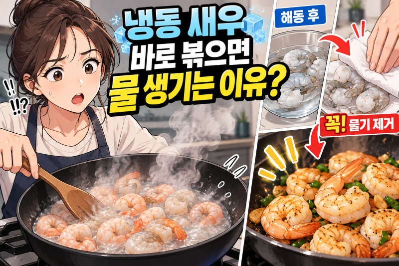냉동 새우 바로 볶으면 물 생기는 이유와 해동 필수 꿀팁