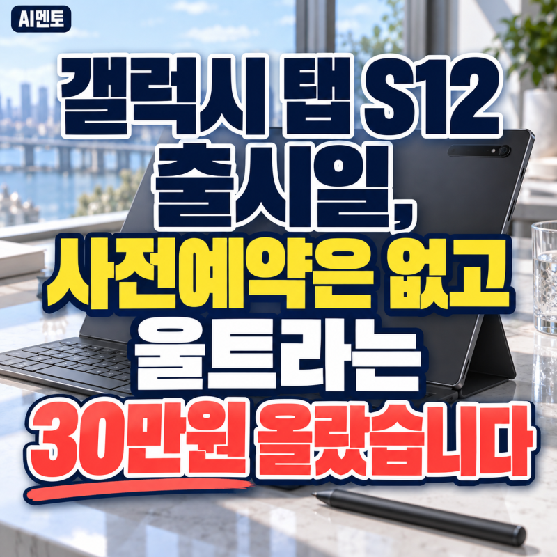 갤럭시 탭 S12 출시일, 사전예약은 없고 울트라는 30만원 올랐습니다