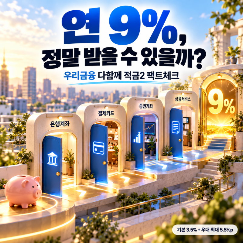 연 9% 적금 진짜일까? 우리은행 ‘다함께 적금2’ 팩트체크｜월 30만원 넣으면 실제 이자는 얼....