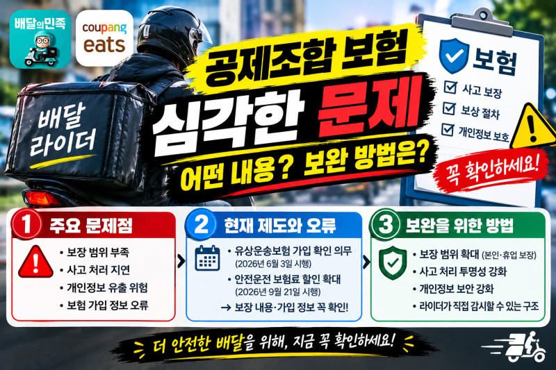 배달서비스공제조합 보험, 심각한 문제와 보완해야 할 점은? 라이더가 꼭 확인해야 할 3가지