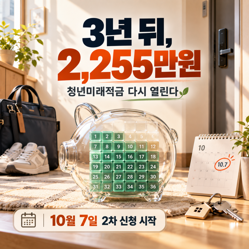 청년미래적금 10월 7일 다시 열린다｜월 50만원·3년이면 최대 2,255만원, 2차 모집 달라진 점