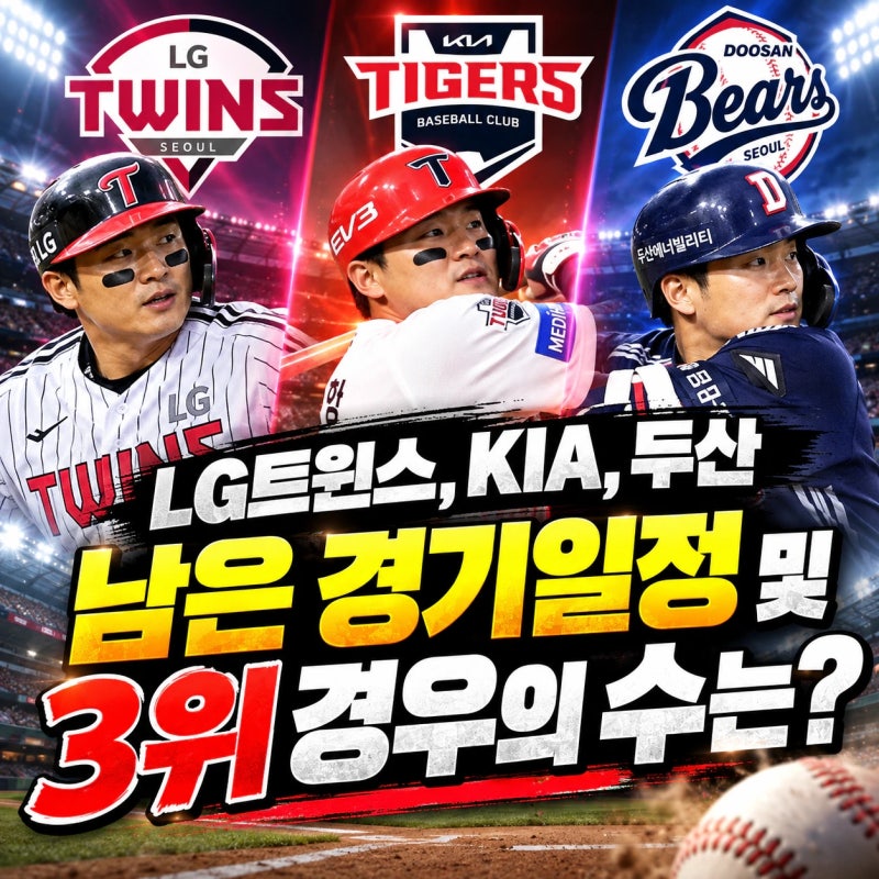 LG 트윈스 기아 마지막 3연전이 중요한 이유, LG, 기아, 두산 남은경기일정 및 가을야구 3위를 ....