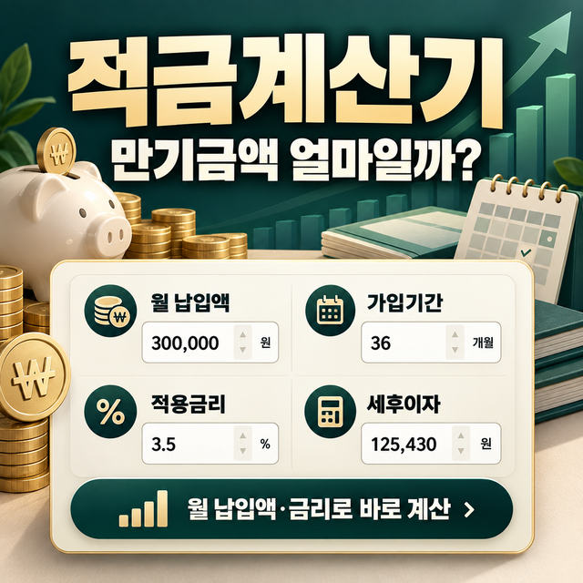 적금계산기 사용법, 월 납입액·금리로 세후 만기금액 계산하기