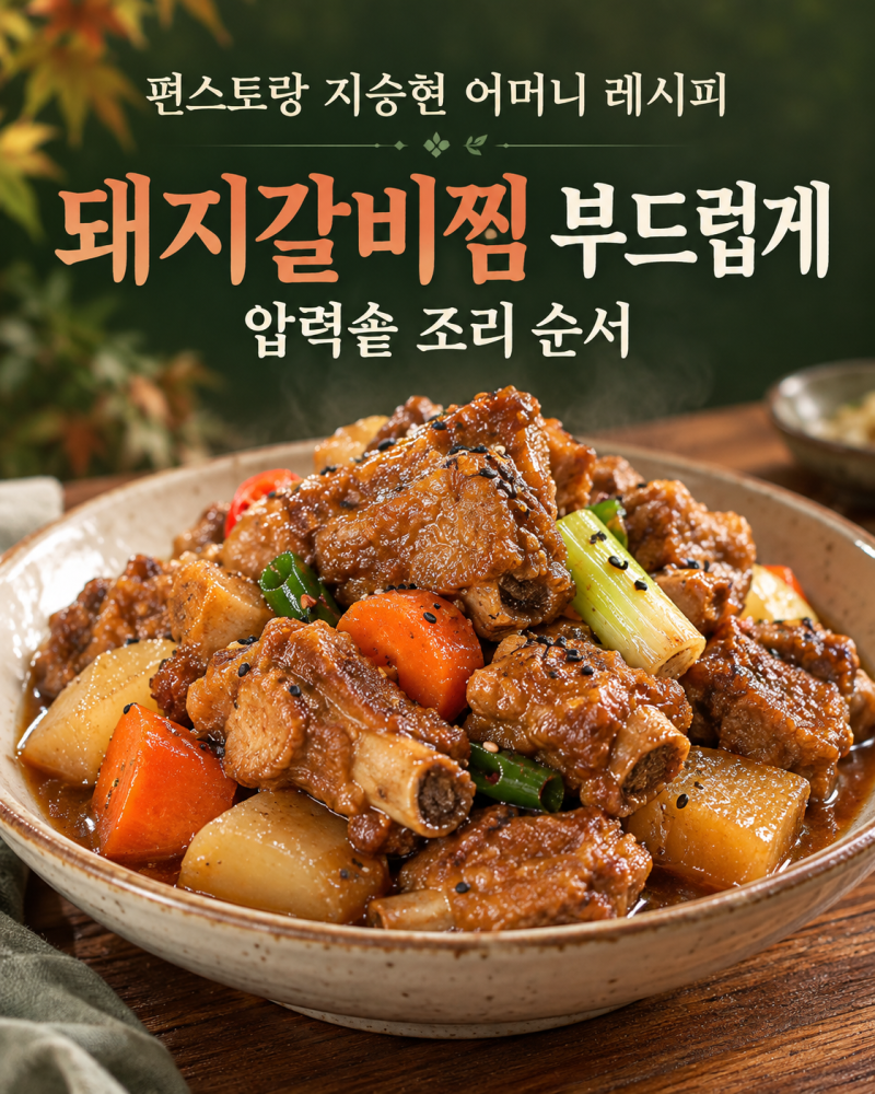 돼지갈비찜 부드럽게 만드는 법｜편스토랑 지승현 어머니 레시피의 조리 순서