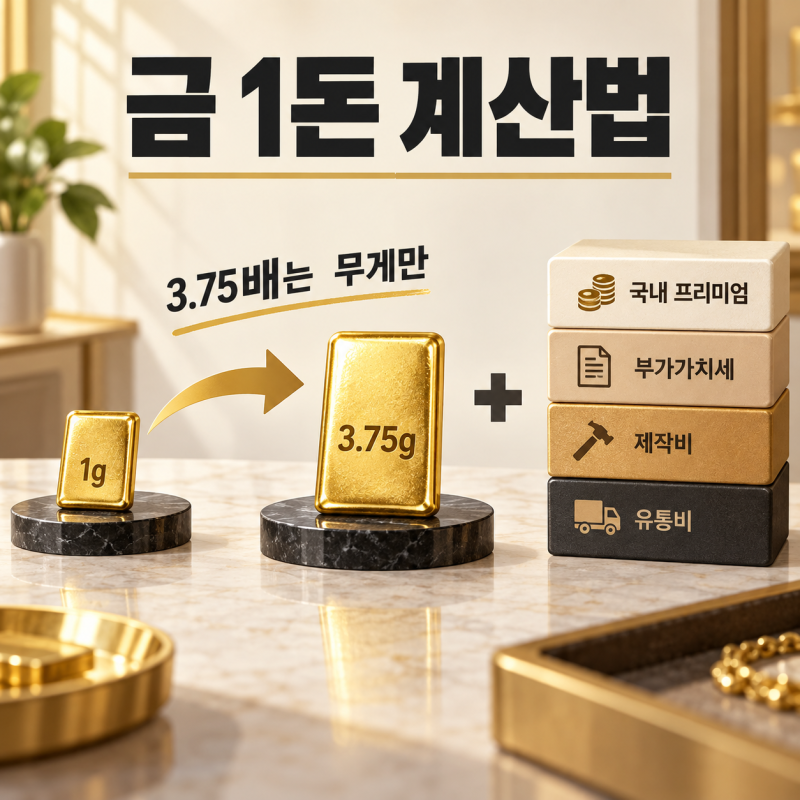 오늘 금값 1돈 계산법, g당 시세에 왜 3.75만 곱하면 안 될까
