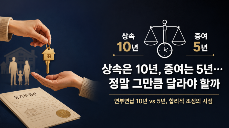 상속은 10년, 증여는 5년… 정말 그만큼 다른 세금이어야 할까?