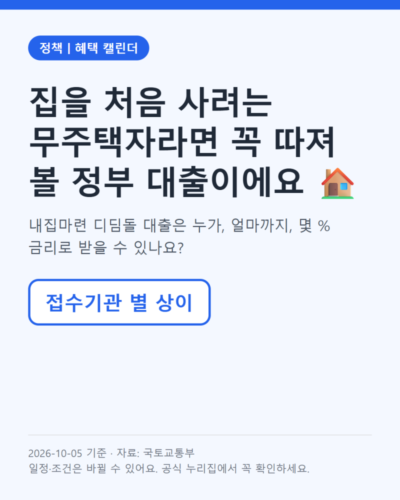 내집마련디딤돌 대출 조건, 연소득 6천만 원 넘으면 못 받을까요? (10월 5일 기준)