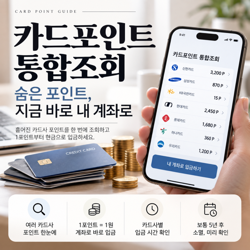 카드포인트 통합조회, 흩어진 포인트 1원까지 내 통장으로 옮기는 법