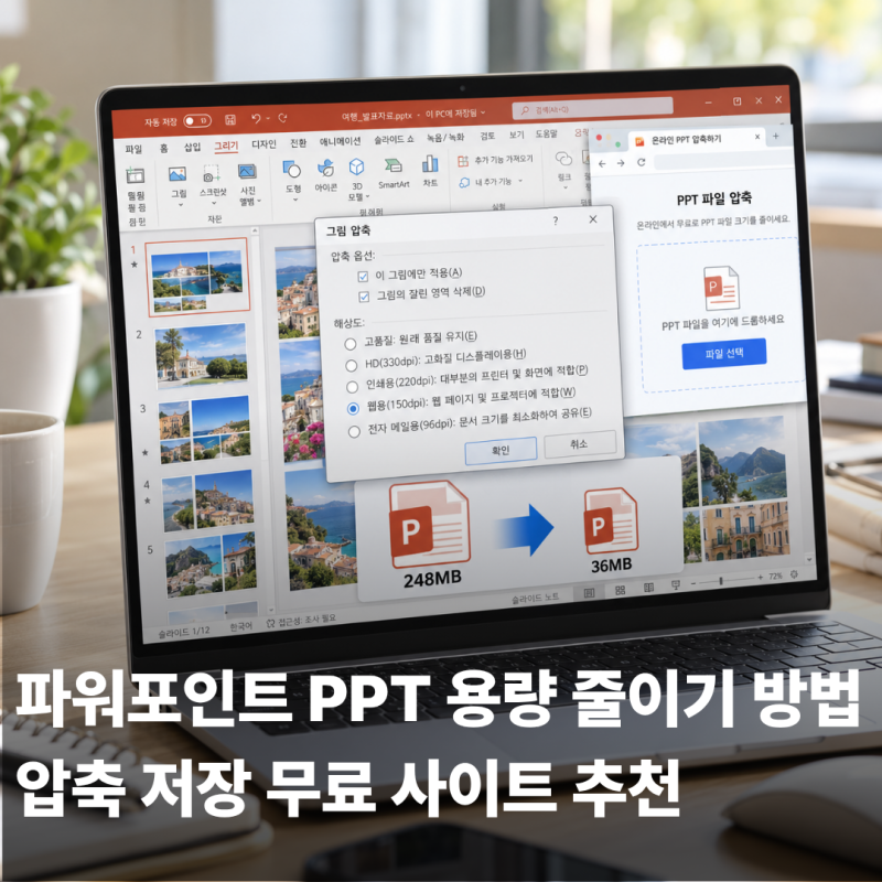 파워포인트 PPT 용량 줄이기 방법｜압축 저장 무료 사이트 추천