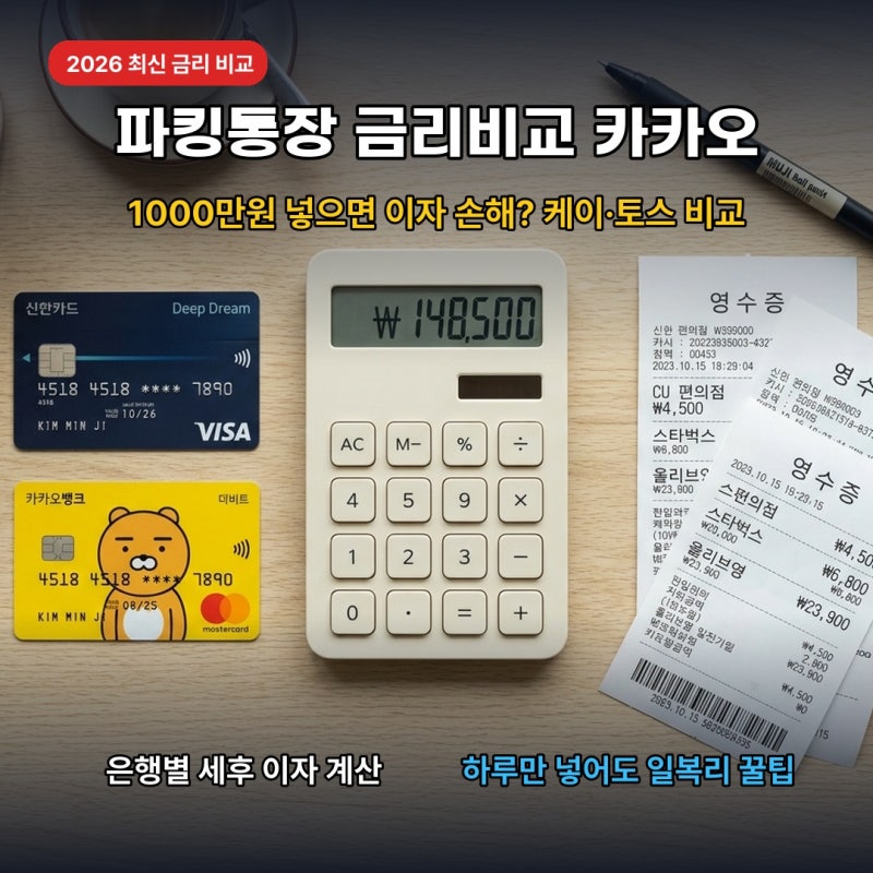 파킹통장 금리비교 카카오 세이프박스 1000만원 넣으면 이자 손해? 케이·토스·저축은행 최고....