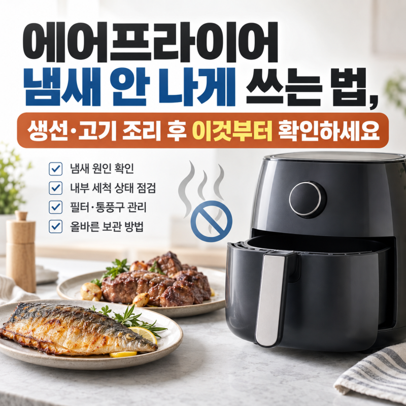 에어프라이어 냄새 안 나게 쓰는 법, 생선·고기 조리 후 이것부터 확인하세요