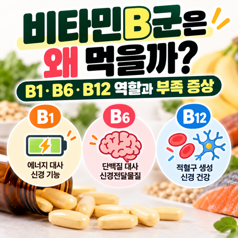 비타민B군은 왜 먹을까?｜B1·B6·B12 역할과 부족 증상