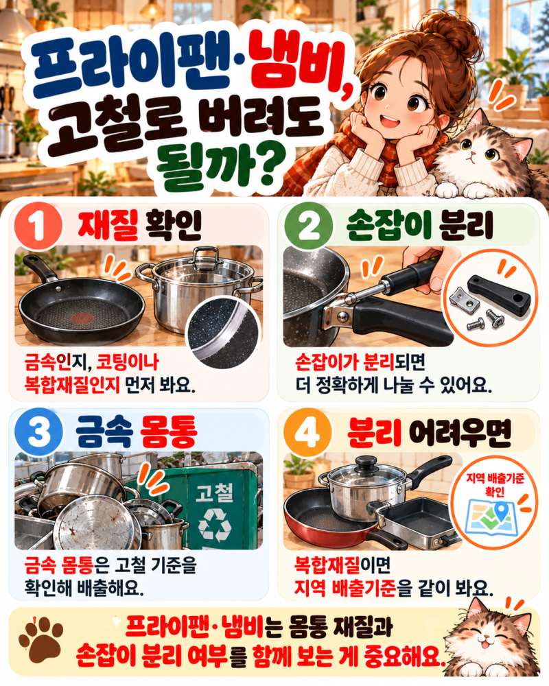 프라이팬·냄비, 고철로 버려도 될까? 손잡이 있어도 확인할 것