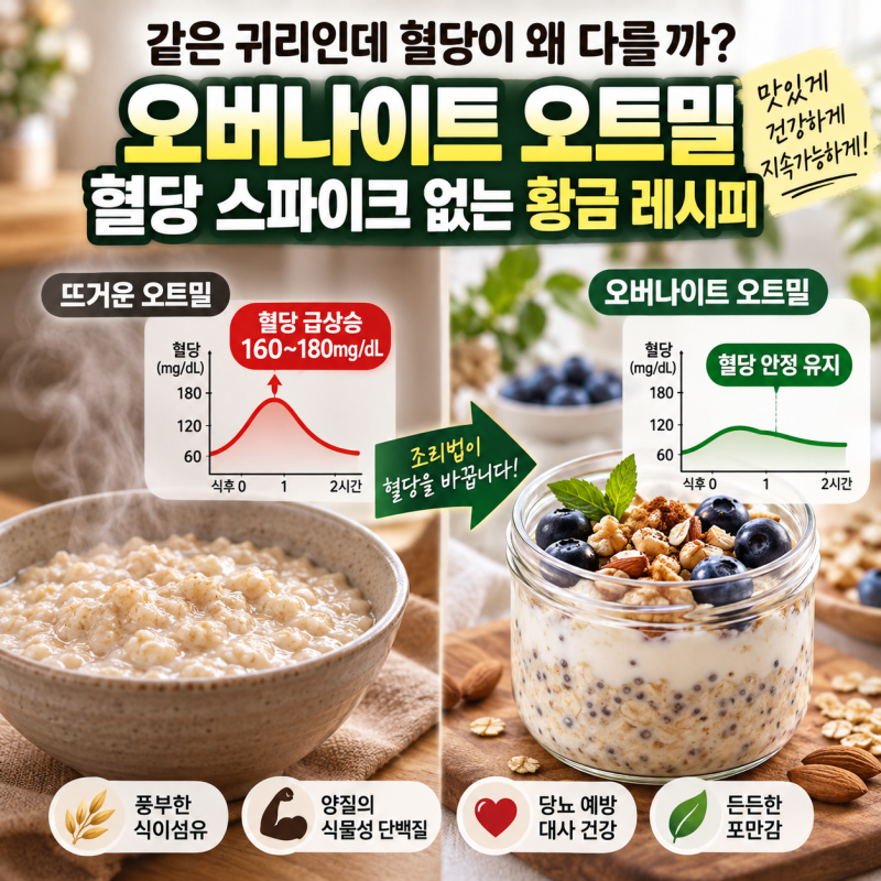 오트밀 혈당 올리지 않게 먹는 법: 꾸덕한 오버나이트 오트밀 황금 비율과 귀리 섭취법 정석