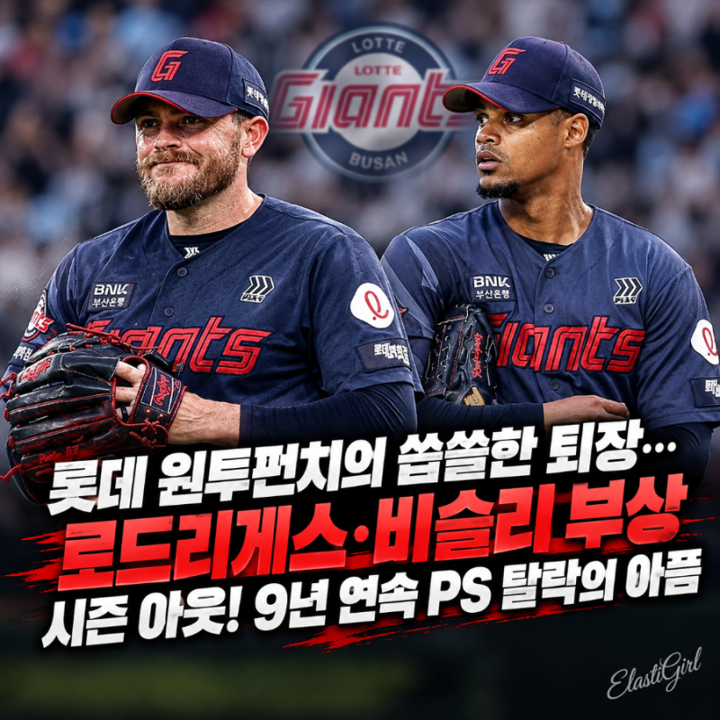 롯데 원투펀치의 씁쓸한 퇴장… 로드리게스·비슬리 부상 시즌 아웃! 9년 연속 PS 탈락의 아픔