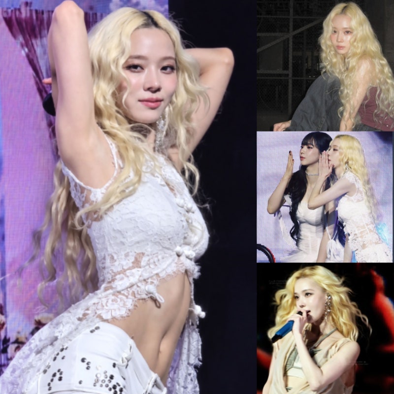에스파 윈터 헤어스타일 변화 모음 레이어드컷 금발 히피펌