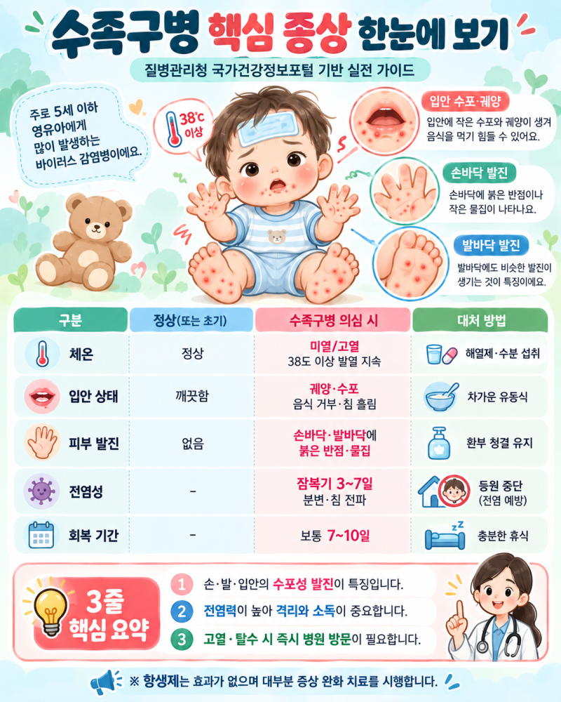 아기 수족구 초기 증상, 잠복기, 전염 기간 및 가정 내 소독 격리법 총정리