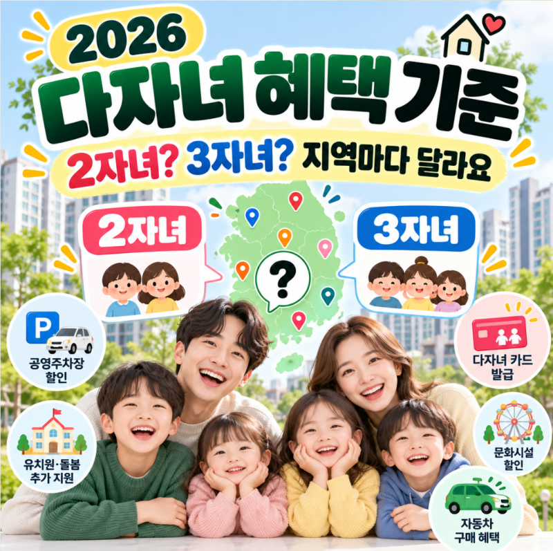 다자녀혜택 기준 2026, 넷째 키우며 체감한 지역별 혜택 비교