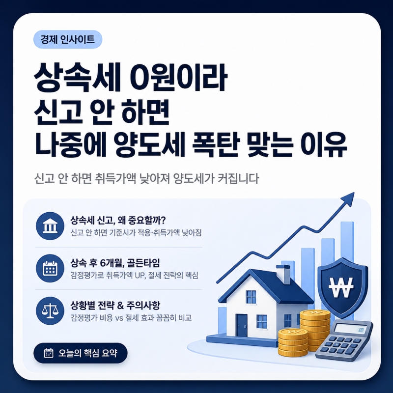 상속세 0원이라 신고 안 하면 나중에 양도세 폭탄 맞는 이유