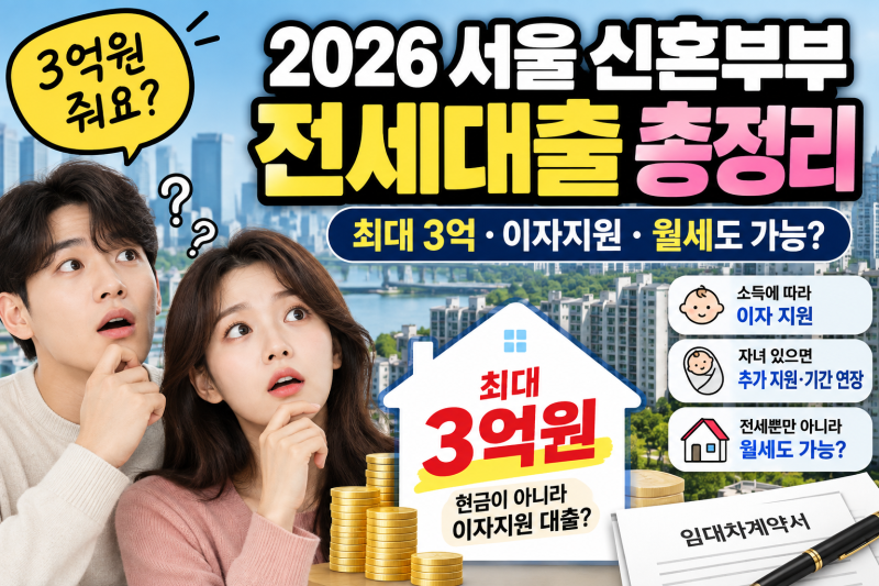 2026 서울 신혼부부 전세대출 총정리｜최대 3억·이자지원·월세도 가능?