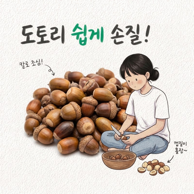 "한 줌 주웠다가 과태료 맞을 뻔했어요" 도토리 줍는 시기 종류 껍질 까는법 도토리묵 만드는....