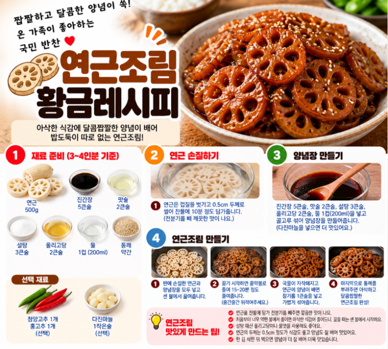 연근조림 황금레시피｜아삭하고 윤기 나게 만드는 법