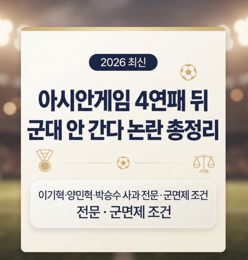 아시안게임 "군대 안 간다" 논란 총정리 | 이기혁·양민혁·박승수 사과 전문과 군면제 조건 (2....