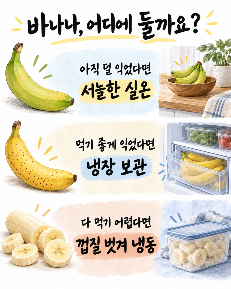바나나 보관법, 냉장고에 넣어도 되는 때는 따로 있어요