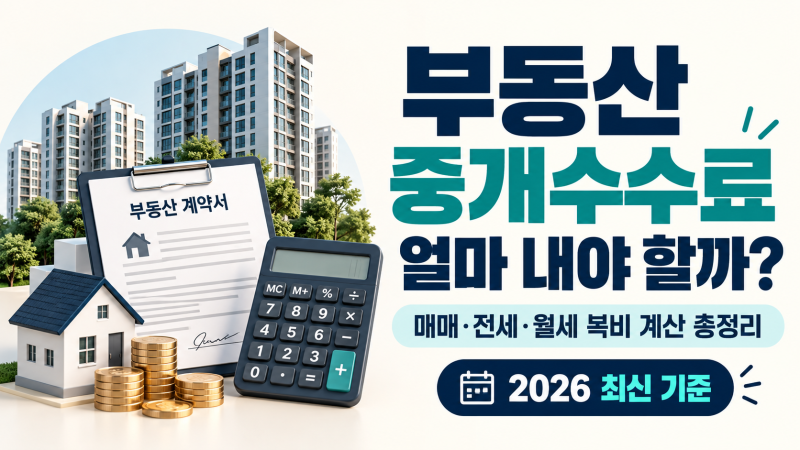 부동산 중개수수료 얼마 내야 할까?｜2026 매매·전세·월세 복비 계산 총정리