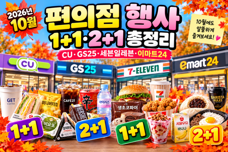 2026년 10월 편의점 1+1·2+1 행사 총정리｜CU·GS25·세븐일레븐·이마트24 할인 업데이트
