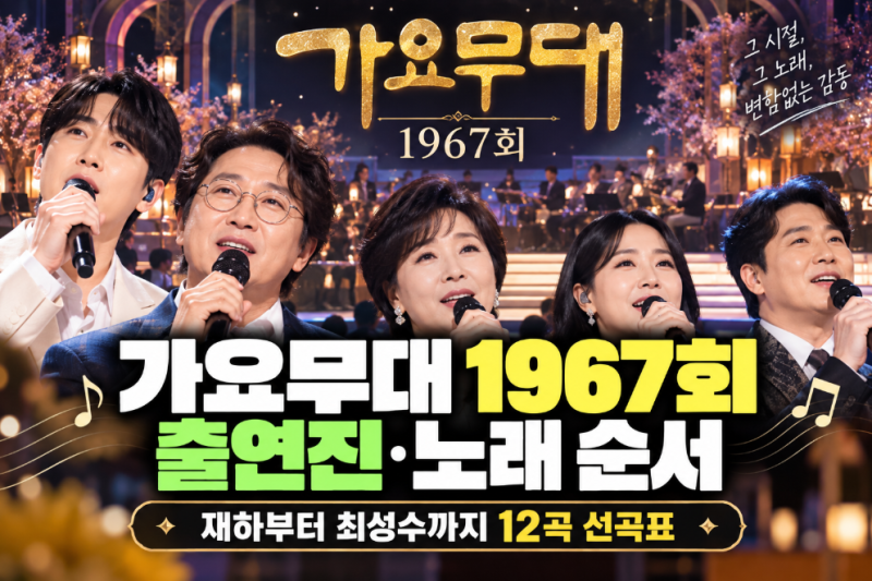 가요무대 1967회 출연진·노래 순서, 재하부터 최성수까지 12곡 선곡표