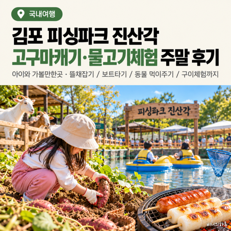김포 아이와 가볼만한곳 피싱파크 진산각 고구마캐기·물고기체험 주말 솔직 후기