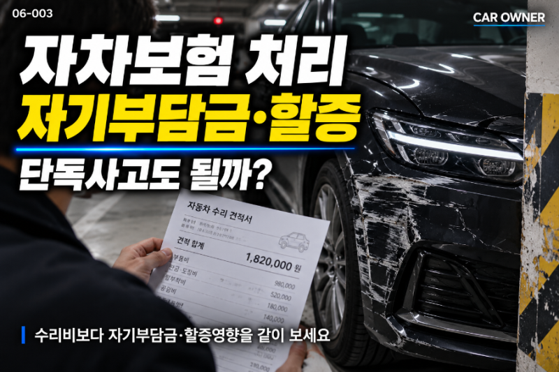 자차보험 처리｜자기부담금·할증·단독사고 기준 [06-003]
