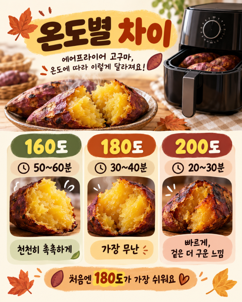 고구마 에어프라이어 시간｜온도별 군고구마 맛있게 굽는 법 총정리