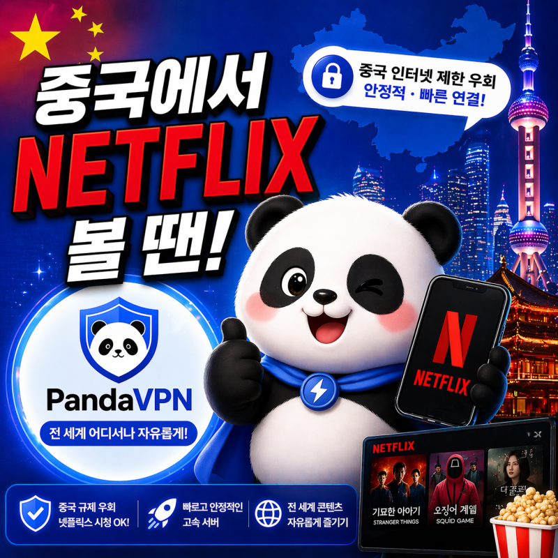 중국에서 넷플릭스 보려면? 판다VPN 연결 후 확인해 보세요