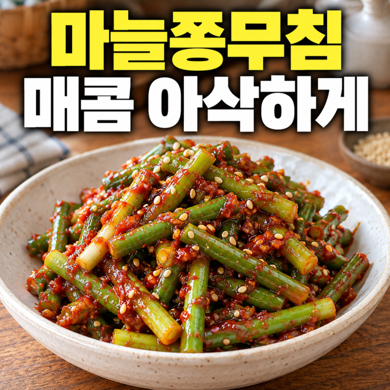 마늘쫑무침 레시피, 매콤 아삭한 마늘쫑고추장무침 만드는 법