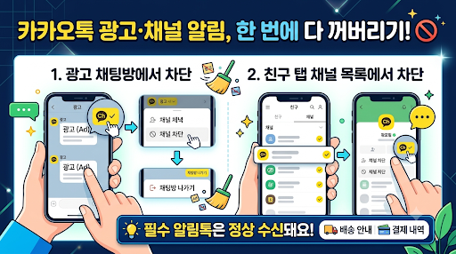 카카오톡 광고 차단 방법, 채널 광고 한 번에 끄는 법