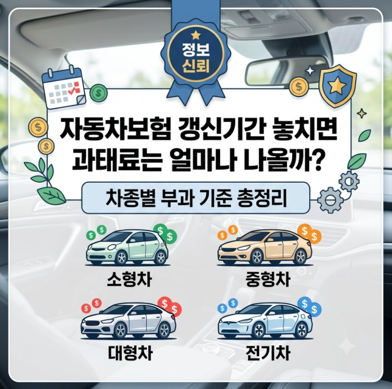 자동차보험 갱신기간 놓치면 과태료는 얼마나 나올까? 차종별 부과 기준 총정리