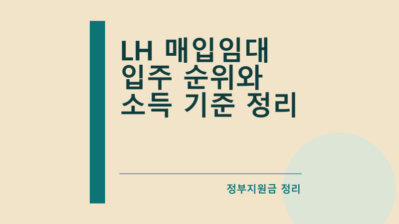 LH 매입임대 입주 순위와 소득 기준 정리