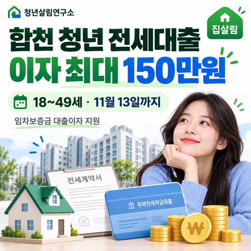 합천 청년 전세대출 이자 최대 150만원｜18~49세·11월 13일까지 신청