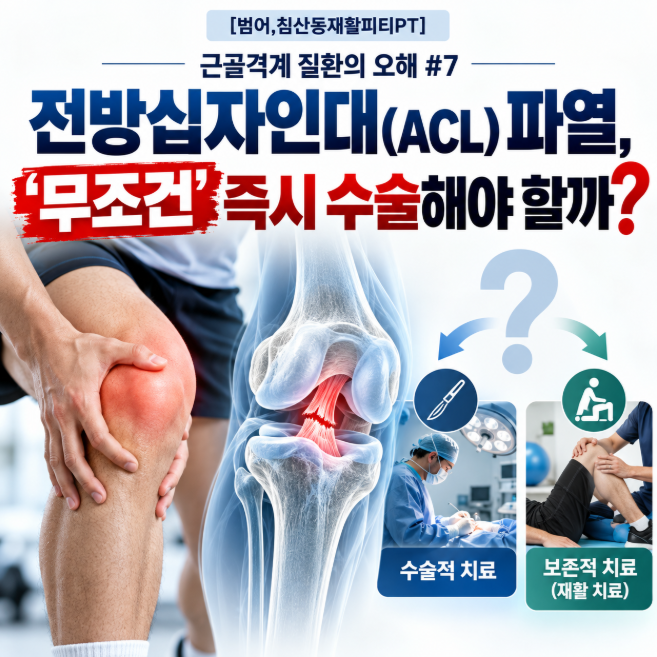 [범어,침산동재활피티PT] 근골격계 질환의 오해#7, 전방십자인대(ACL) 파열, '무조건' 즉시 수술....