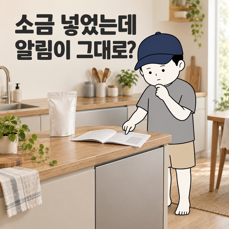 LG 식기세척기 소금 보충, 넣은 뒤에도 알림이 안 꺼진다면
