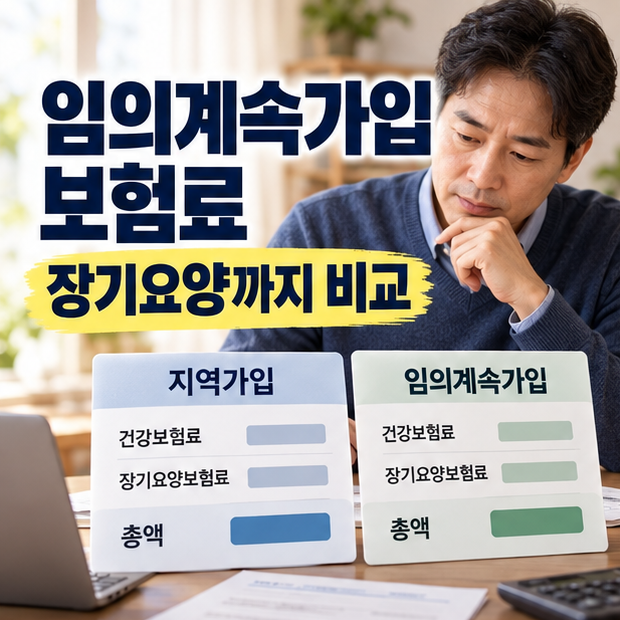 퇴직 후 임의계속가입 보험료, 장기요양보험료까지 넣어 비교했나요