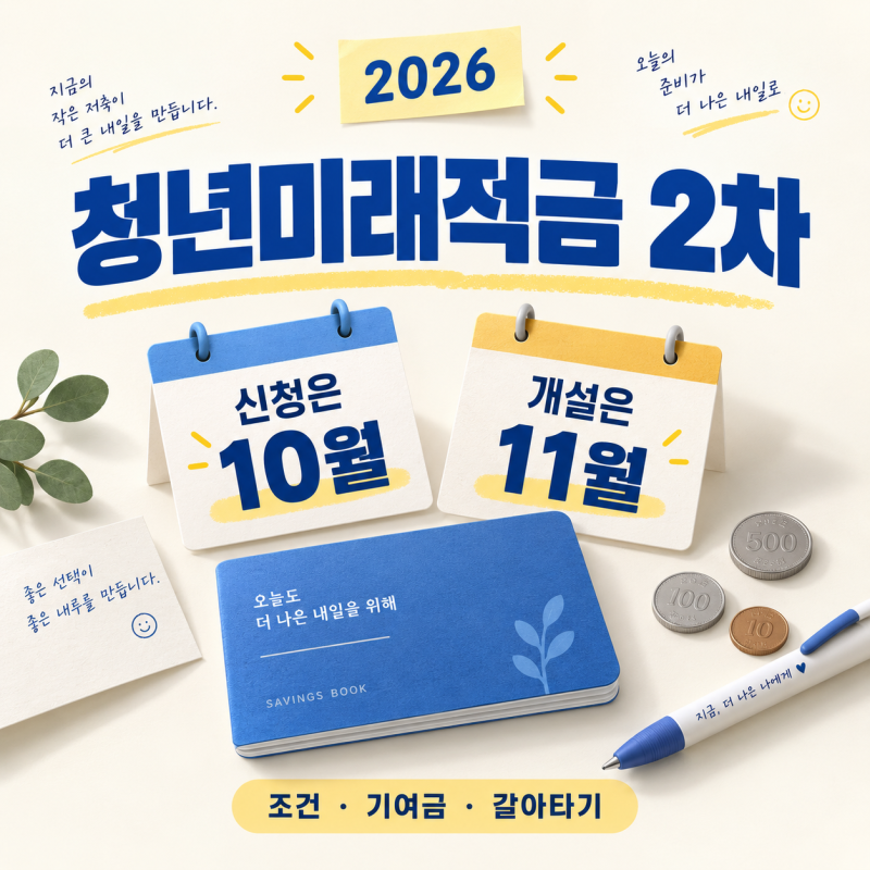 2026 청년미래적금 2차 신청｜10월 7일 시작, 조건·기여금·갈아타기 정리