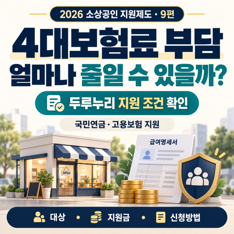 2026 소상공인 4대보험료 줄이는 방법, 두루누리로 얼마나 지원받을까?｜대상·지원금·신청방....