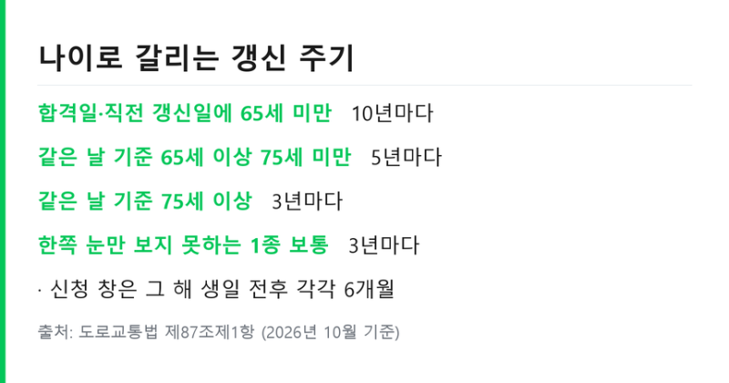 운전면허 적성검사 대상과 주기 .. 갱신 기간 과태료 기준